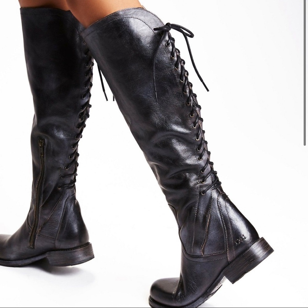 Bed Stu Surrey Tall Boot Full Lace Up Heel Boots